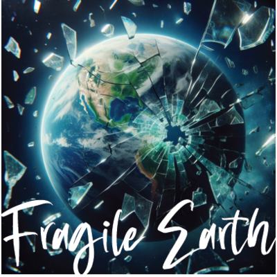 A graphic of planet earth with a shattered glass overlay